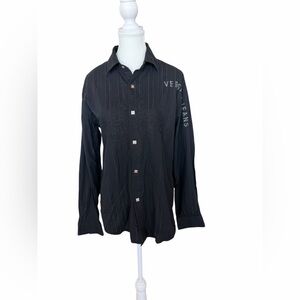Versace Jeans Black Medusa Button Embroidered Shirt Oversized Women M/L